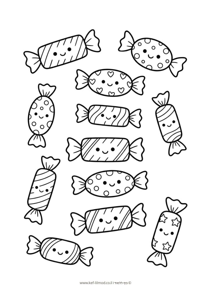 דפי צביעה להדפסה - סוכריות