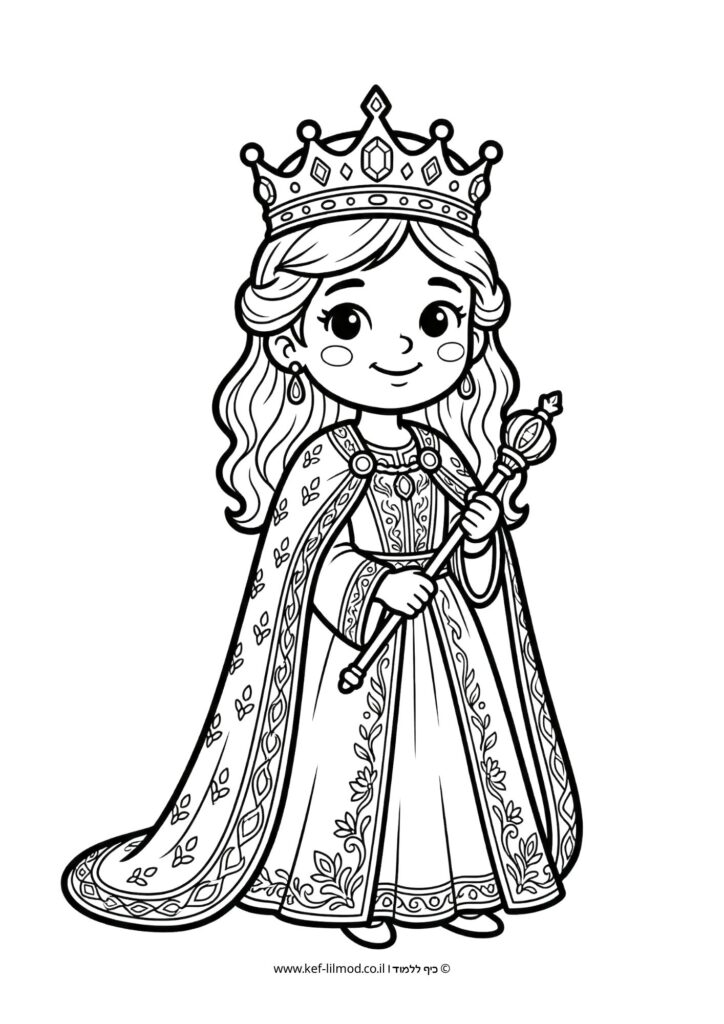 דפי צביעה להדפסה - אסתר המלכה
